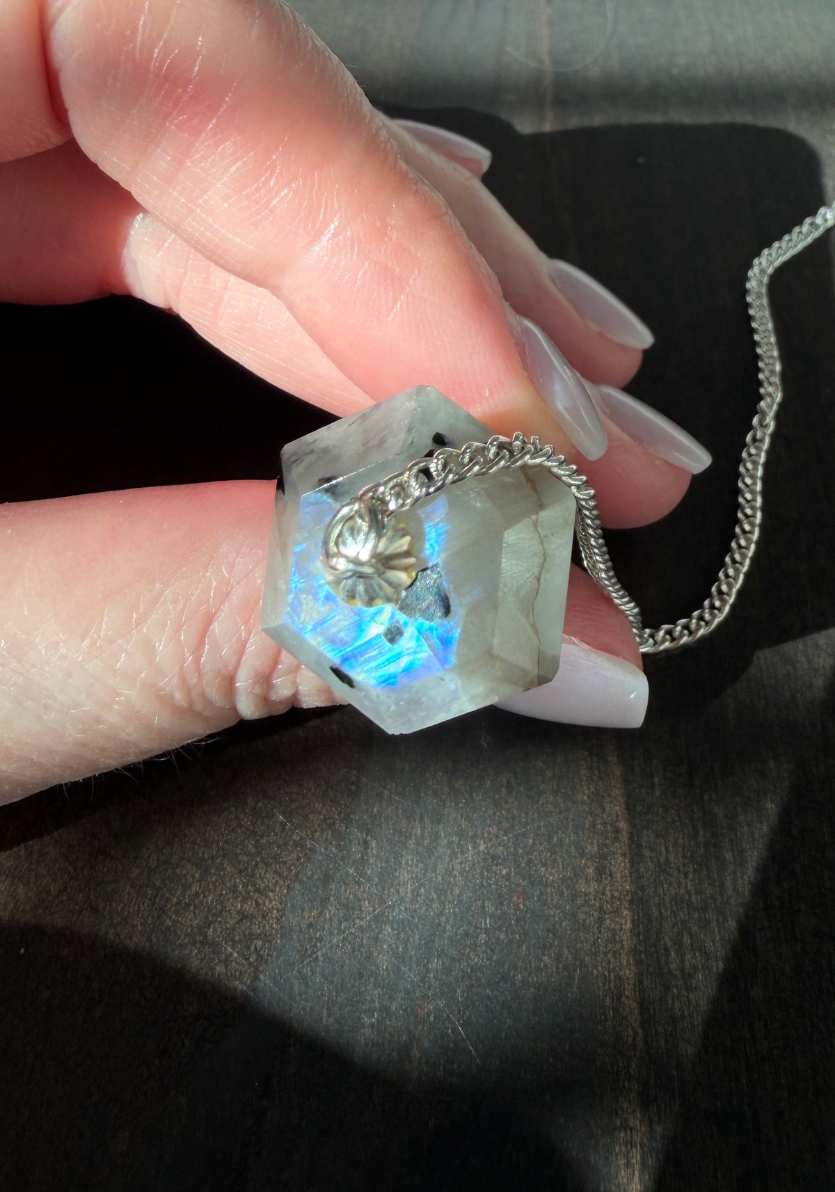 Rainbow Moonstone Pendulum