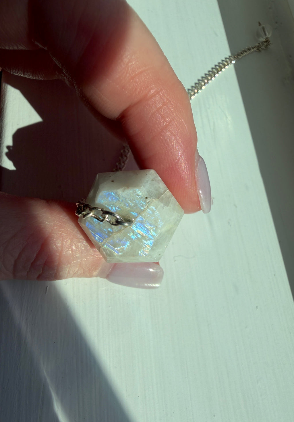Rainbow Moonstone Pendulum